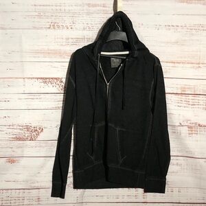 Men's Distressed Black Hoodie grunge Sweatshirt size Large